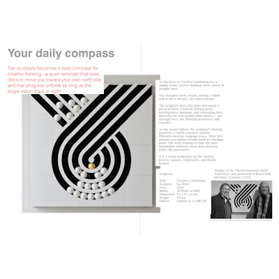 Preview of the creative_continuum sculpture brochure featuring interactive spheres.